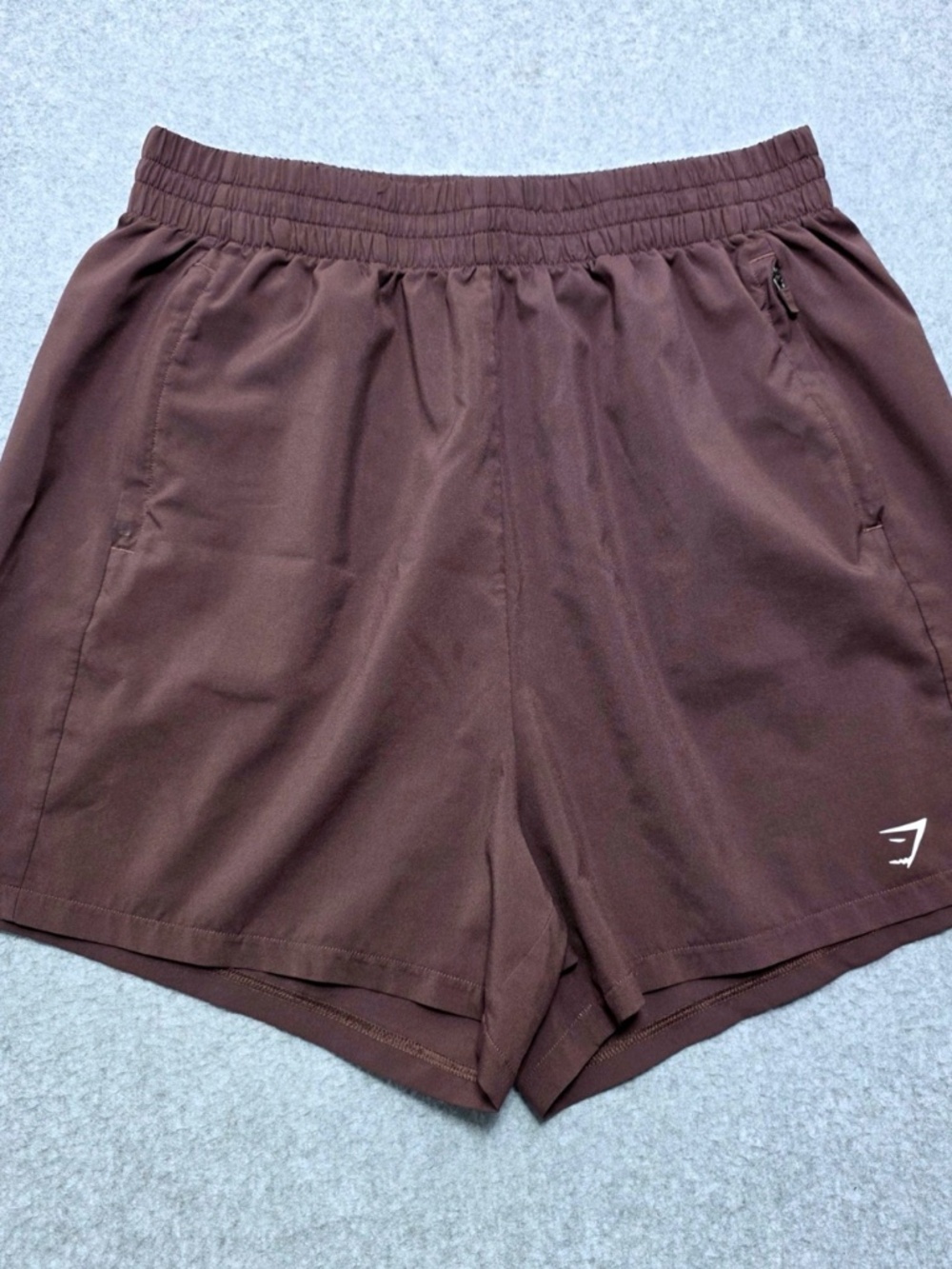 Gymshark Logo Brown Women's Shorts High waisted 4" Zipper Pocket